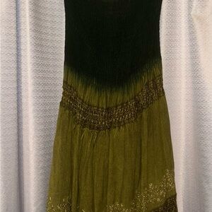 Chic Strapless Ombre Dress in Green